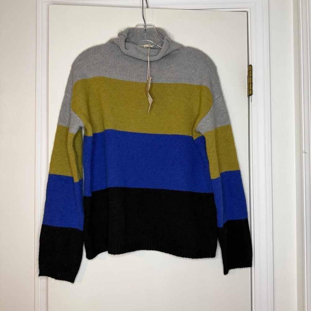 Mystree Sweater Size S Turtleneck Color Block Pullover Knitwear